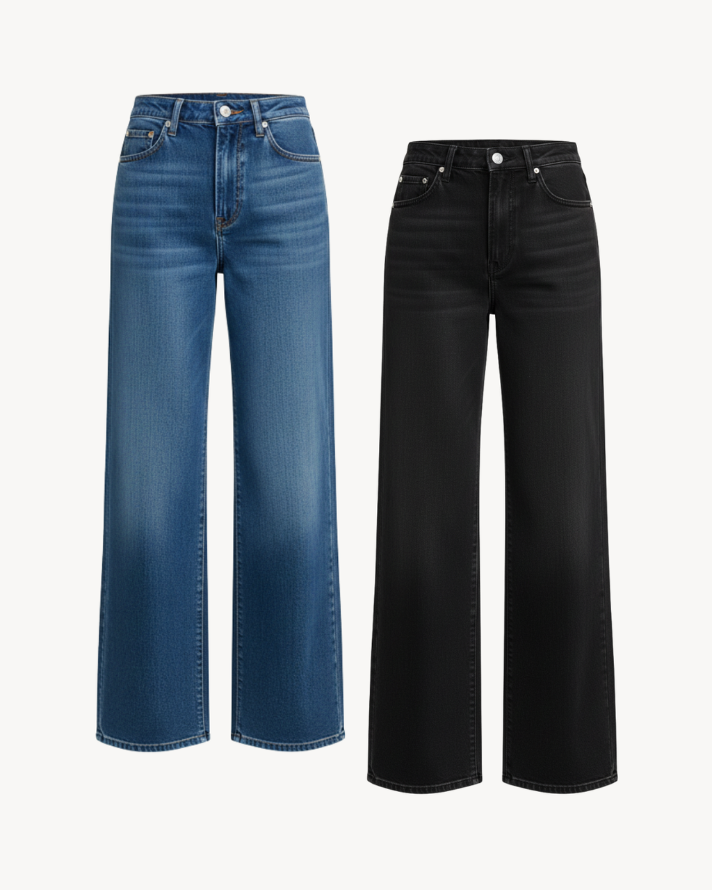 a pair of jeans with a wide leg