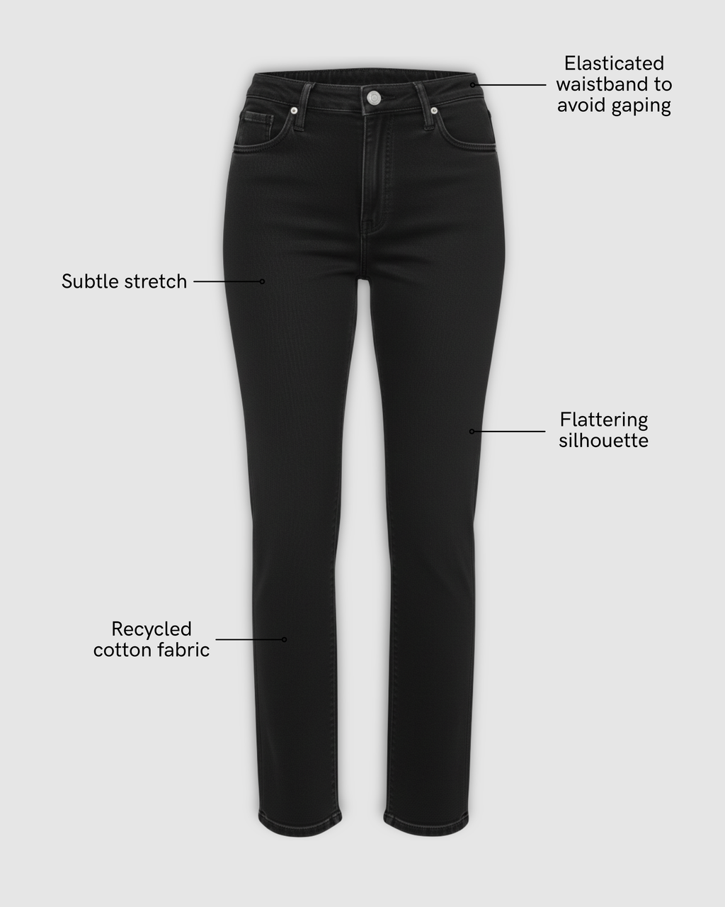 a black jeans with text on it