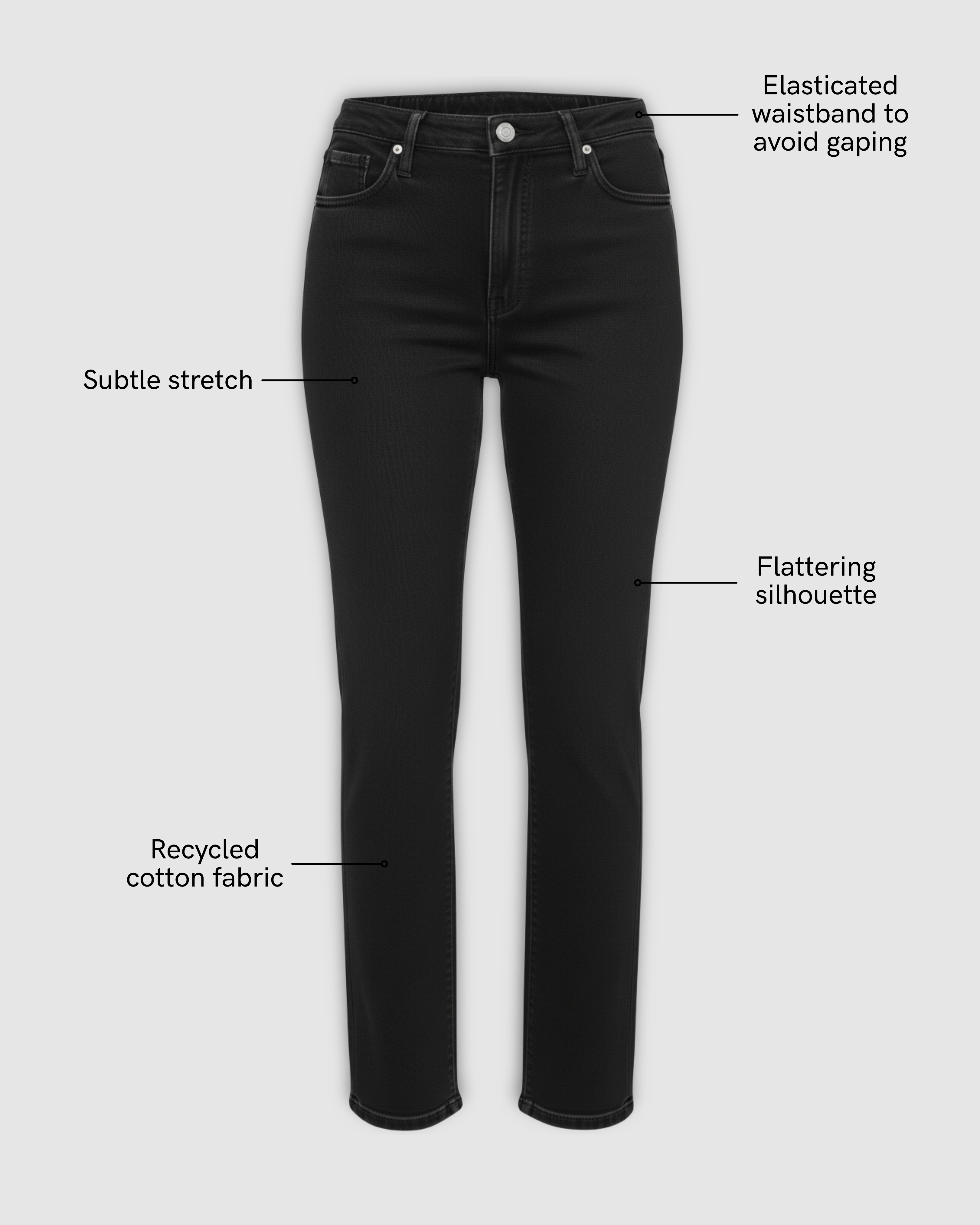 a black jeans with text on it