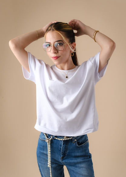 Boyfriend Fit White CLIO T-Shirt [Pre-Order]
