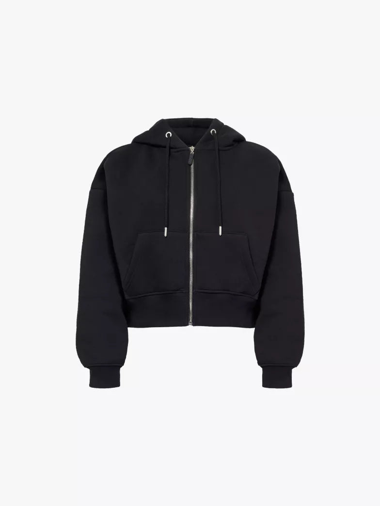 Black Cropped Full-Zip TOBY Hoodie