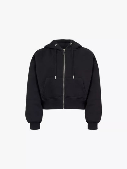 Black Cropped Full-Zip TOBY Hoodie