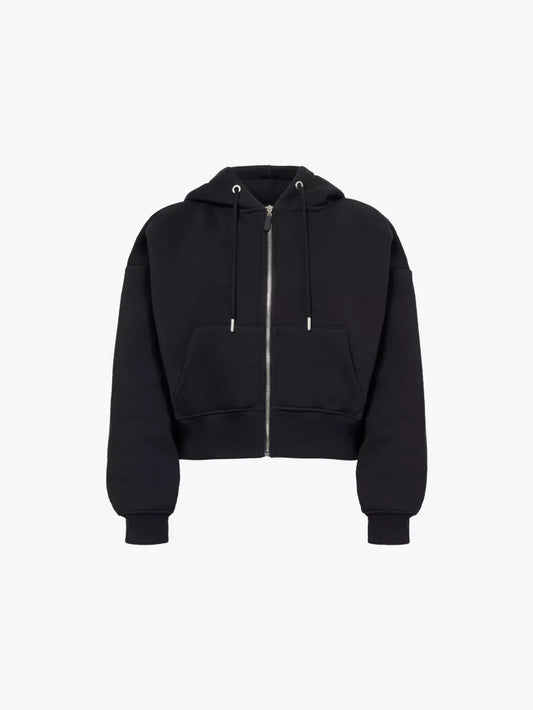 Black Cropped Full-Zip TOBY Hoodie