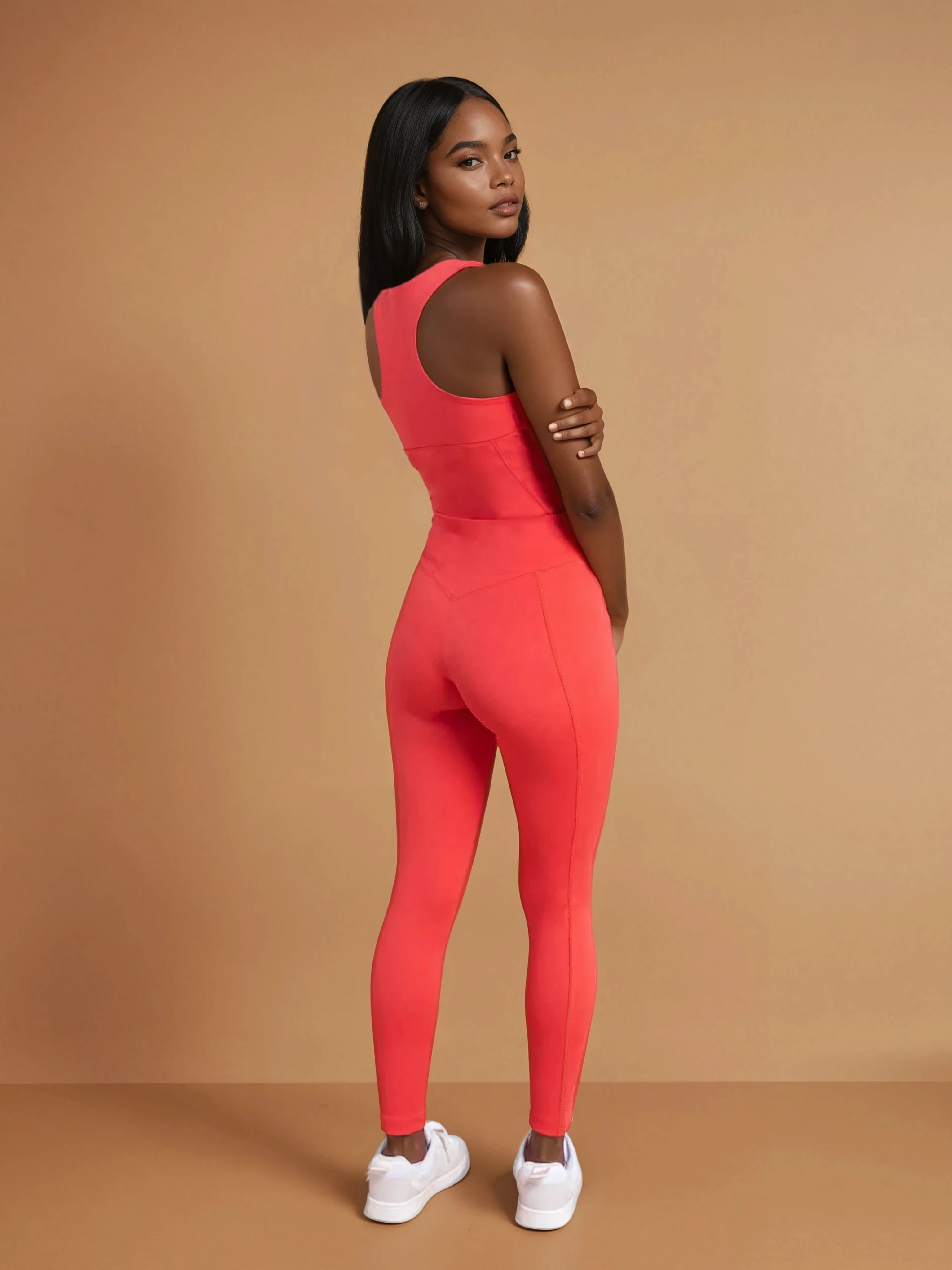 IRIS High Waist Leggings (Coral Red, Extra Petite)