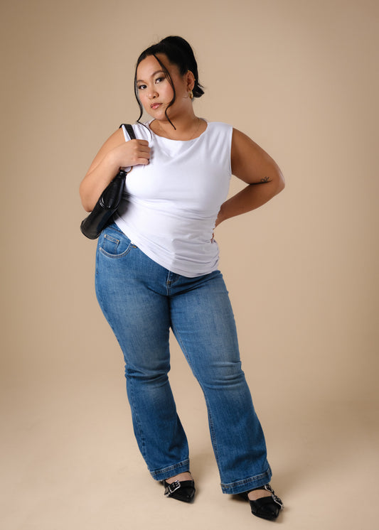 Extra Short Petite Flare Leg Blue JUNO Jeans [Pre-Order]