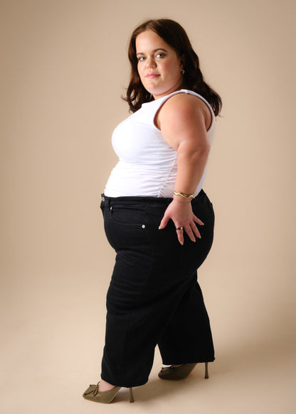 Extra Short Petite Wide Leg Black STELLA Jeans [Pre-Order]