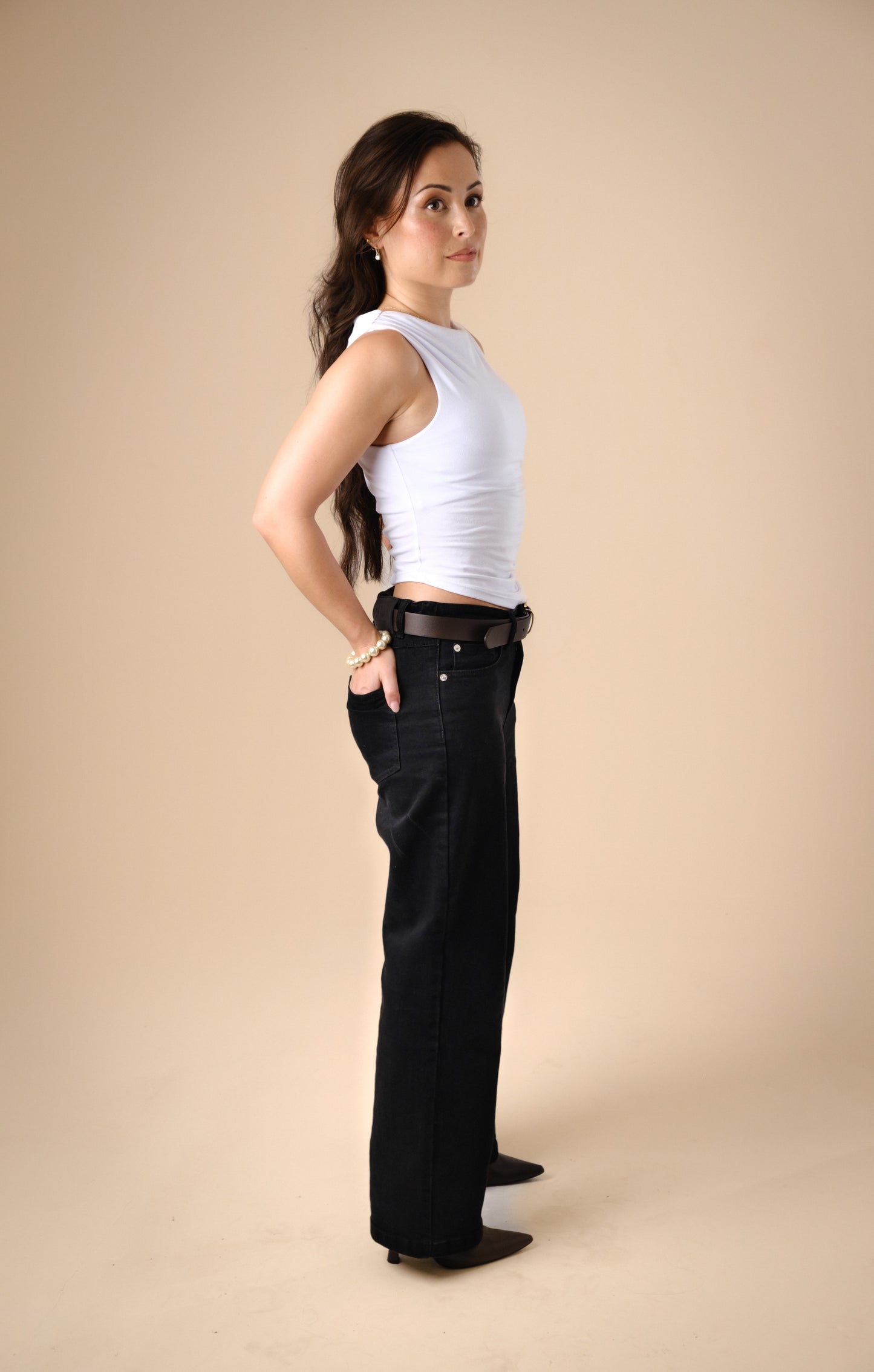 Extra Short Petite Wide Leg Black STELLA Jeans [Pre-Order]