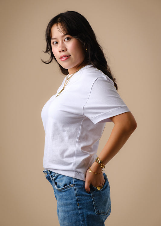 Boyfriend Fit White CLIO T-Shirt [Pre-Order]