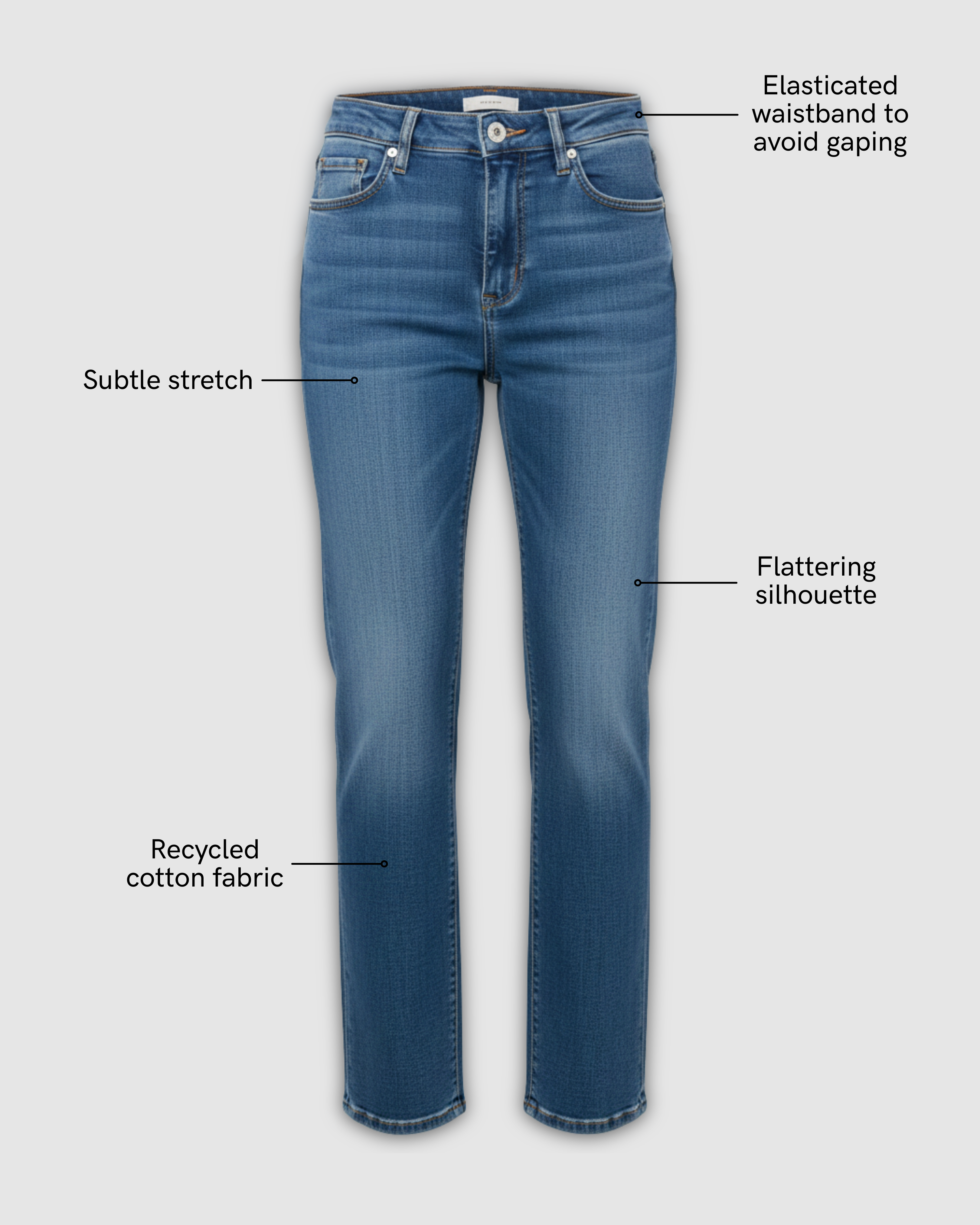 a pair of jeans with text on the front