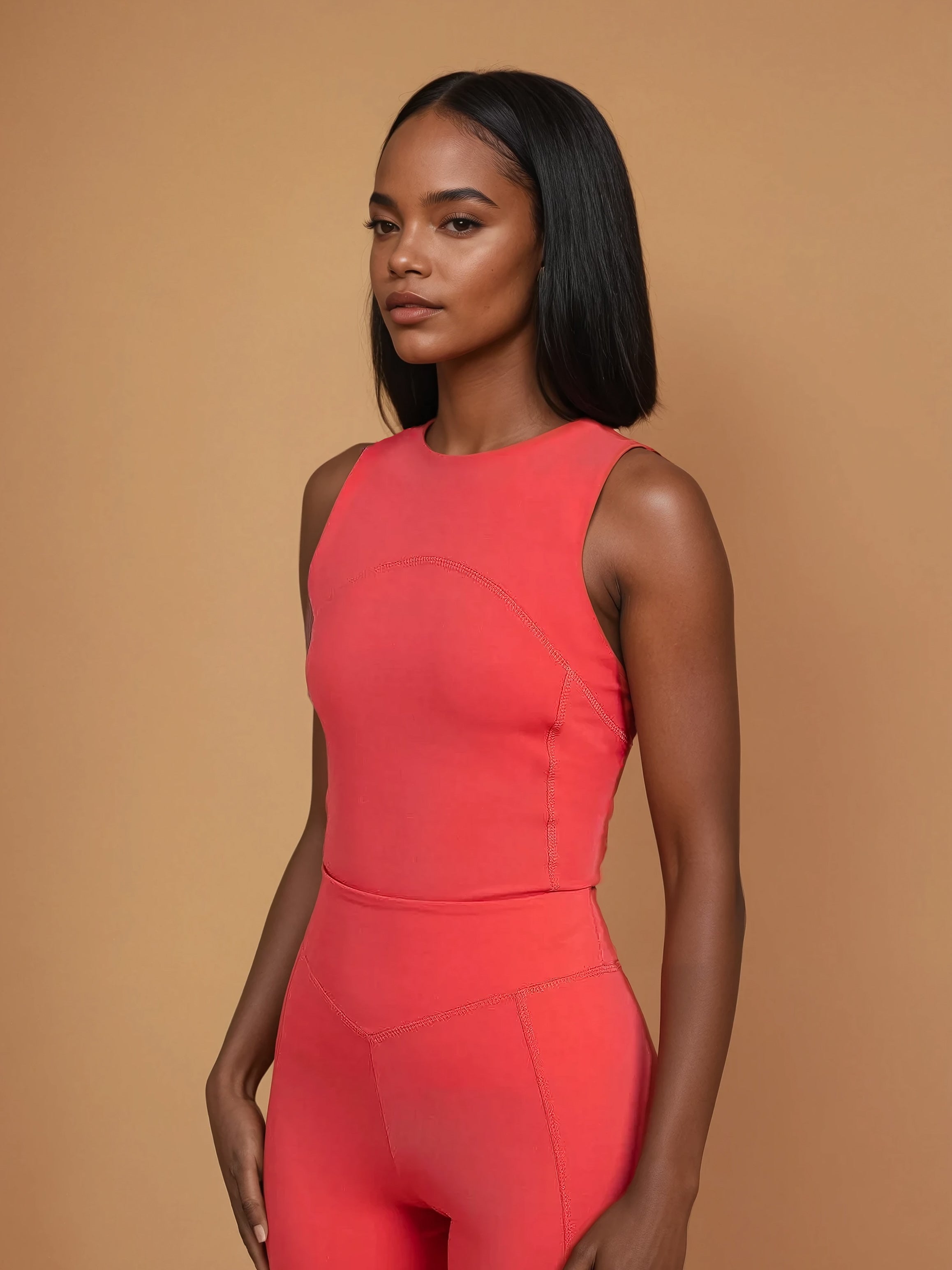 IRIS High Waist Leggings (Coral Red, Extra Petite)
