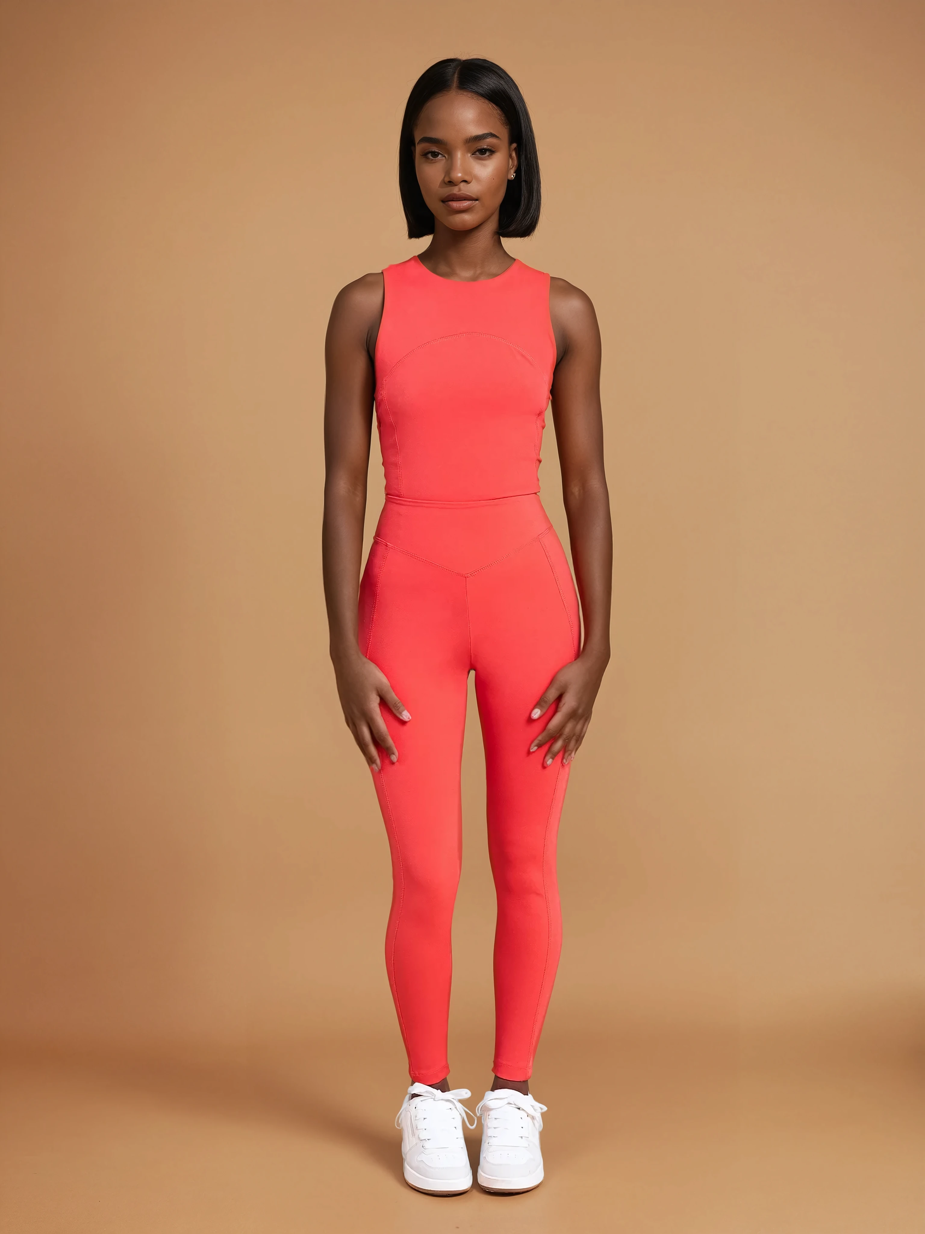 IRIS High Waist Leggings (Coral Red, Extra Petite)