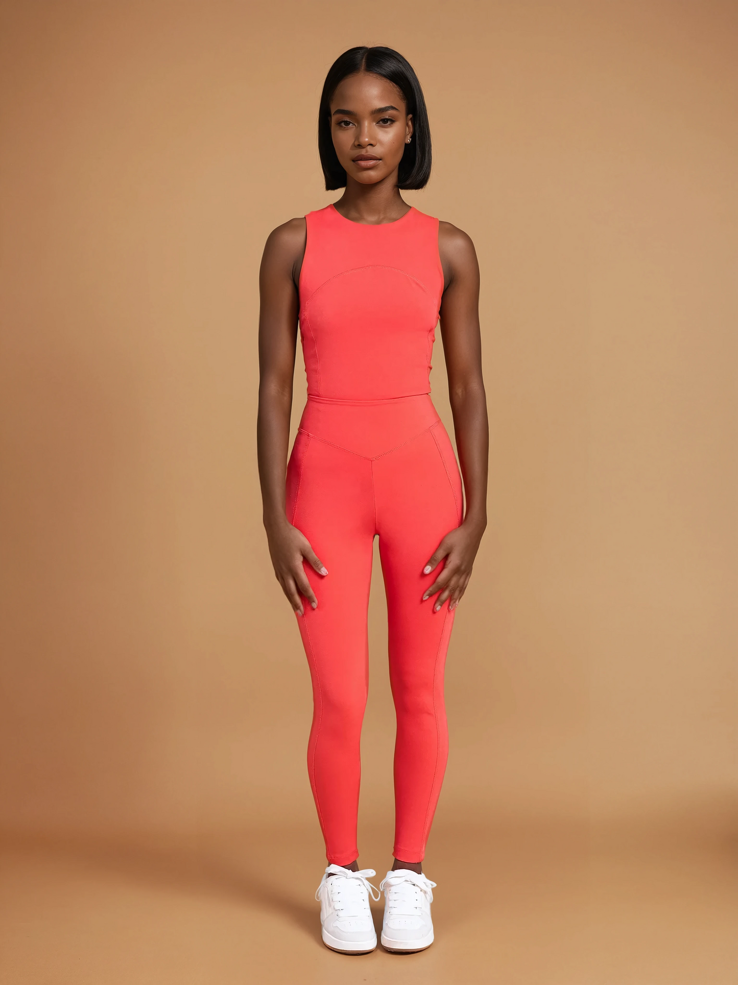 IRIS High Waist Leggings (Coral Red, Extra Petite)
