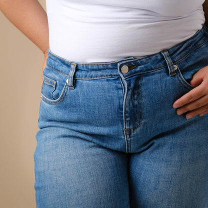 Extra Short Petite Flare Leg Blue JUNO Jeans [Pre-Order]