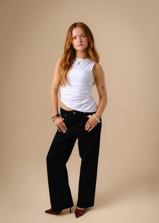 Extra Short Petite Wide Leg Black STELLA Jeans [Pre-Order]