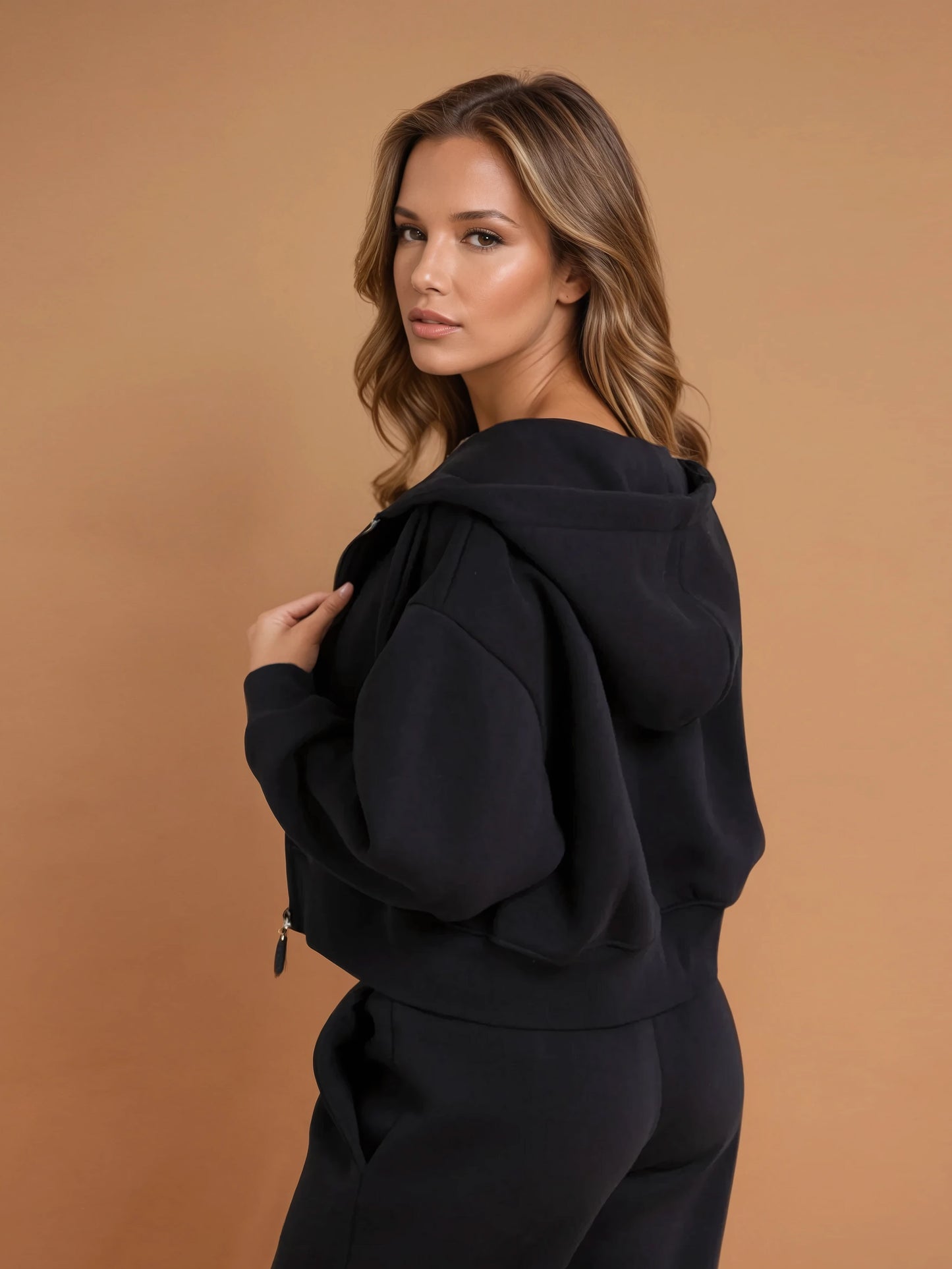 TOBY Full Zip-Up Hoodie (Black, Extra Petite)