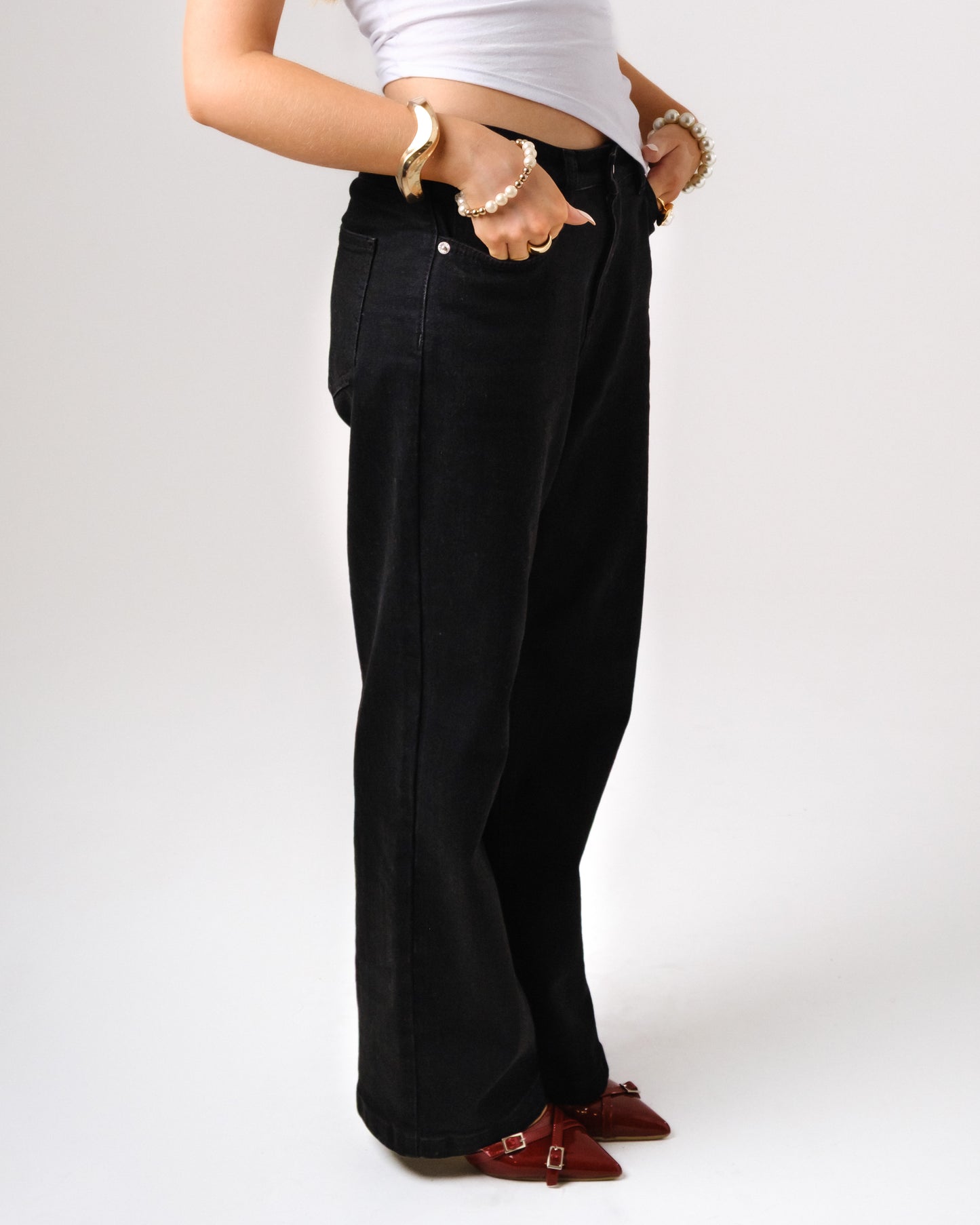 Petite Wide Leg Black STELLA Jeans