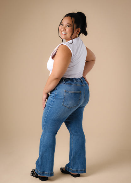 Extra Short Petite Flare Leg Blue JUNO Jeans [Pre-Order]