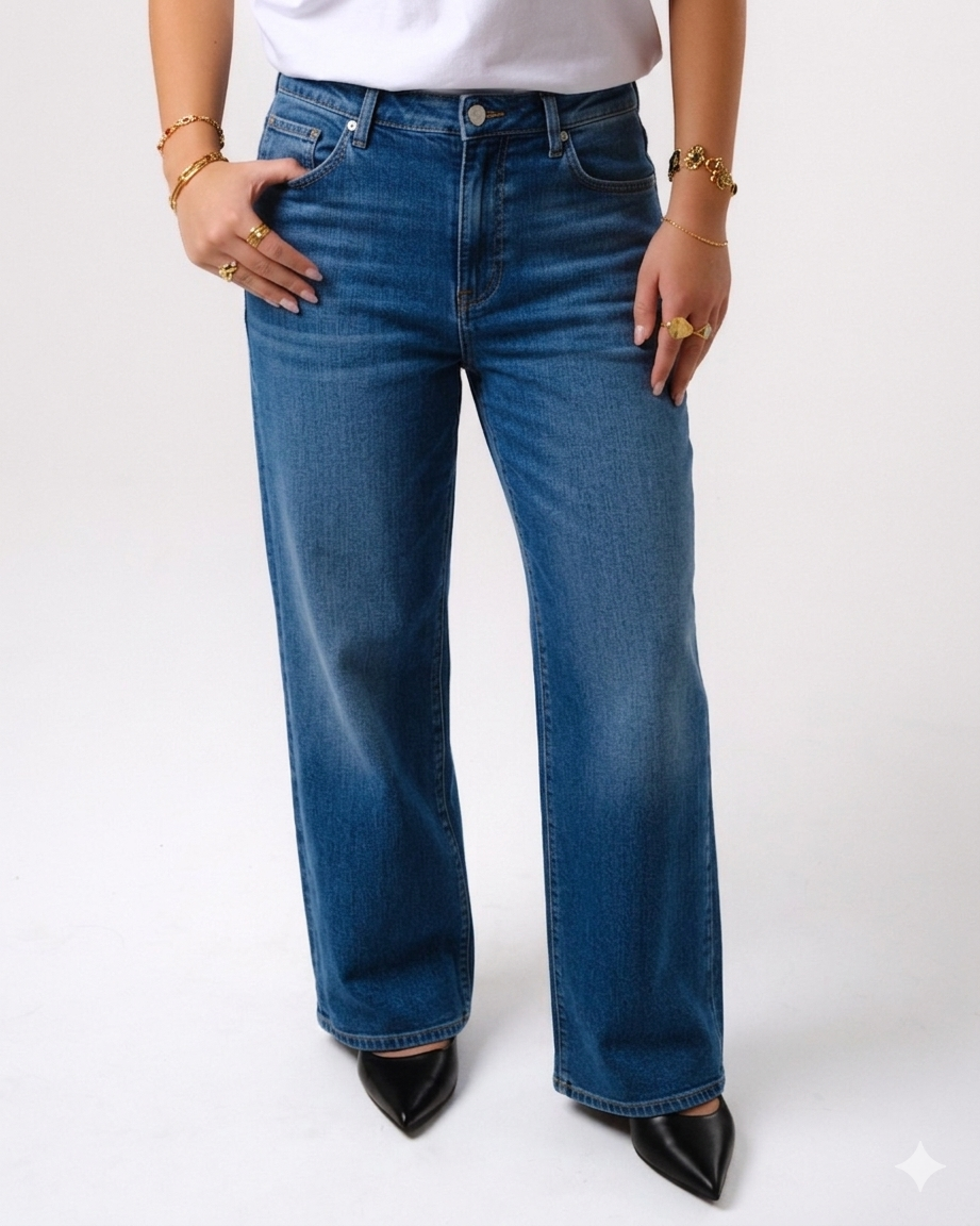 a person wearing blue jeans