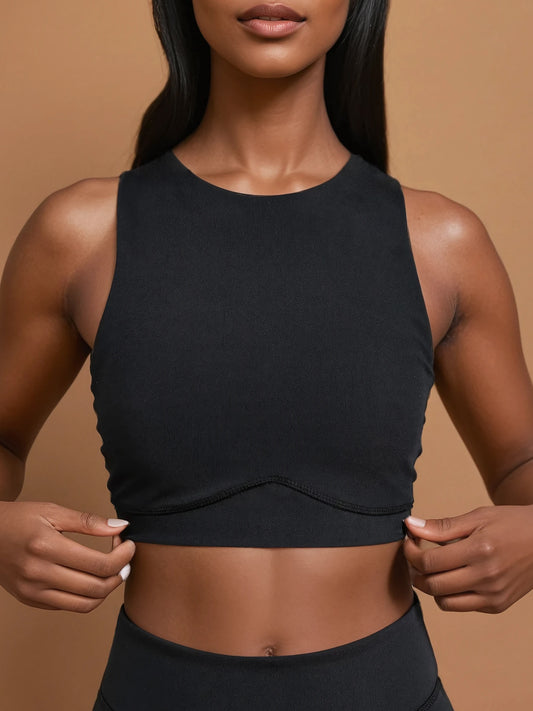 HAZEL Cropped Vest Top (Black, Extra Petite)