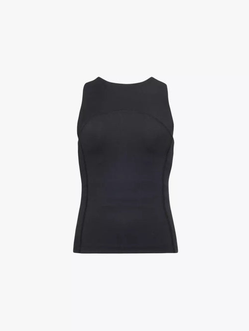 a black tank top with a white background