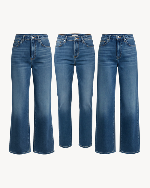 a collage of different jeans
