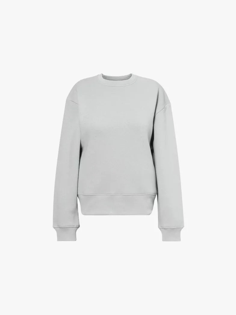a grey sweatshirt with long sleeves