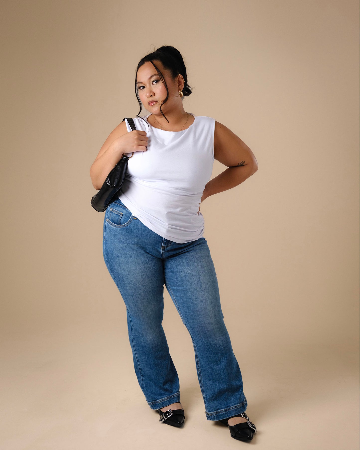 Extra Short Petite Flare Leg Blue JUNO Jeans