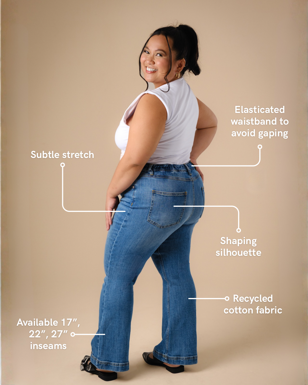 Extra Short Petite Flare Leg Blue JUNO Jeans