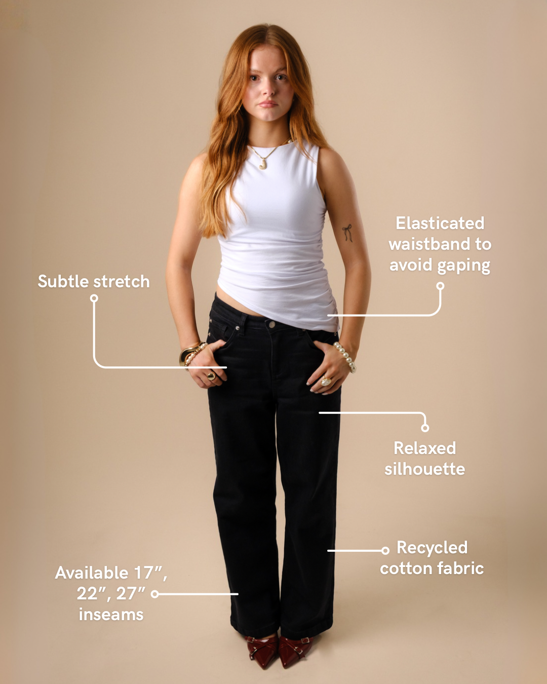 Extra Short Petite Wide Leg Black STELLA Jeans