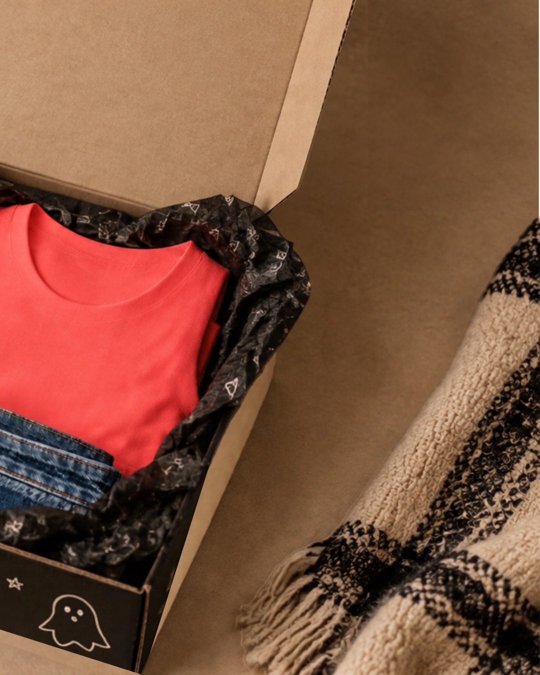 a box with clothes in it